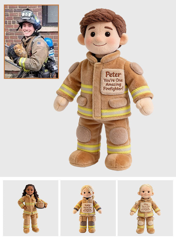 Du bist ein großartiger Feuerwehrmann/eine großartige Feuerwehrfrau – Personalisiertes Premium-Kissen aus Kunstfell für Feuerwehrleute