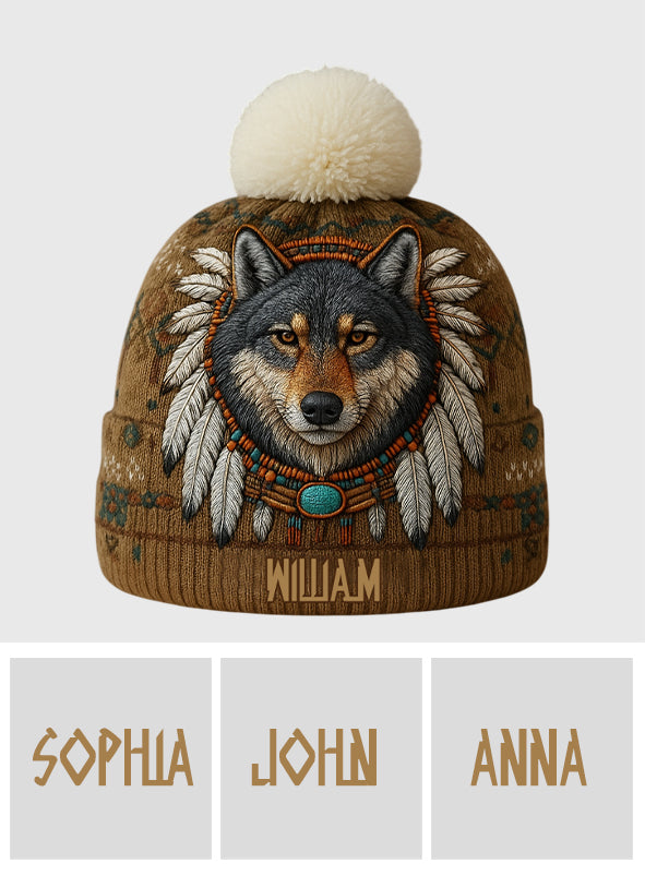 Indianischer Wolf - Personalisierte Indianer-Mütze