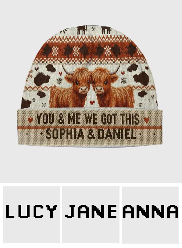 Du und ich, wir schaffen das – Personalisierte Highland Cow Beanie-Mütze
