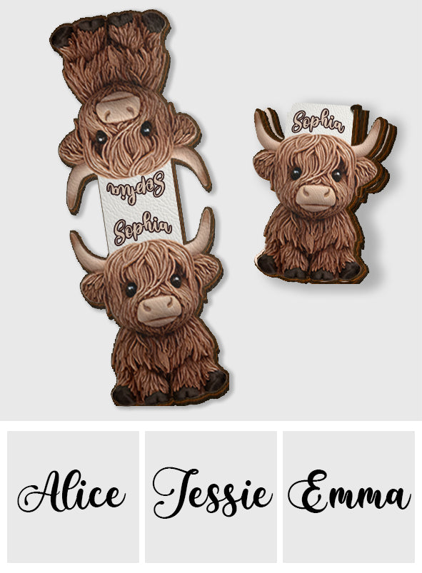 Hübsches Lesezeichen in Form einer Hochlandkuh – Personalisiertes Lesezeichen in Form einer Hochlandkuh