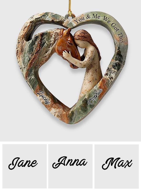 Herzförmiges Mädchen & Pferd – personalisierter Pferdeanhänger