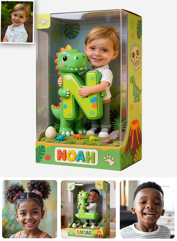 Dinosaur Alphabet Letter & Custom Photo - Personalized Kid Acrylic Display Box