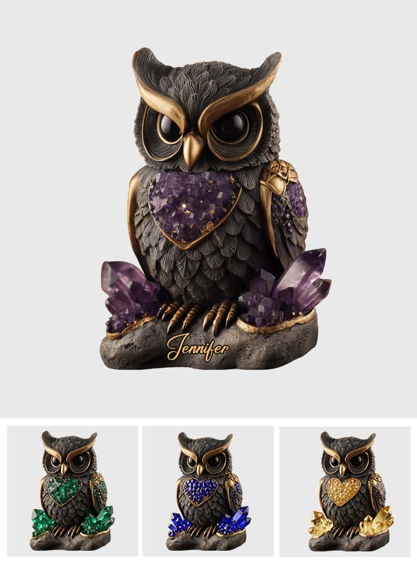 Amethyst/ Rose Quartz/ Ruby/... Styled Owl - Personalized Owl Custom Shaped Acrylic Plaque