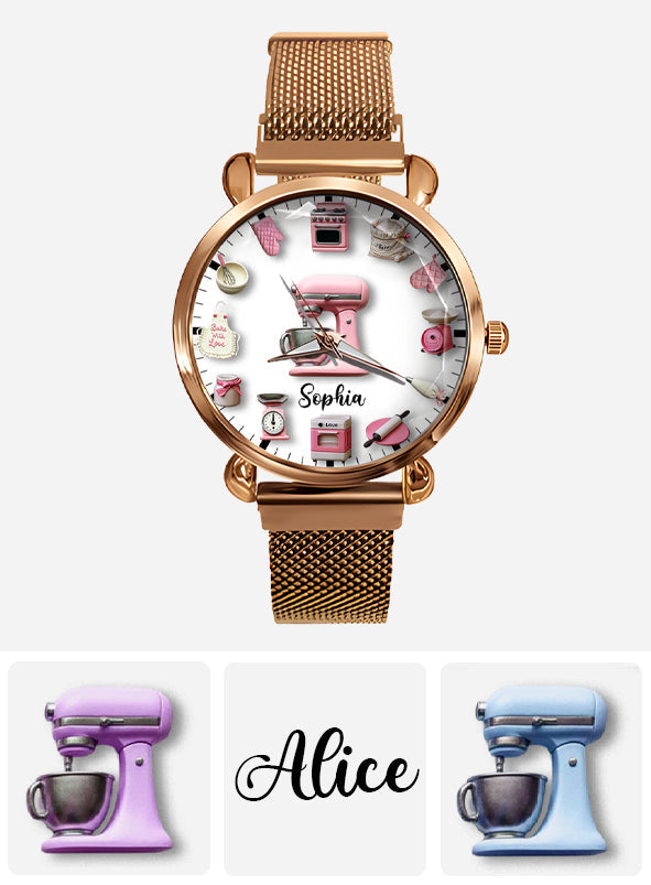 Love Baking - Personalisierte Damen-Bäcker-Handuhr