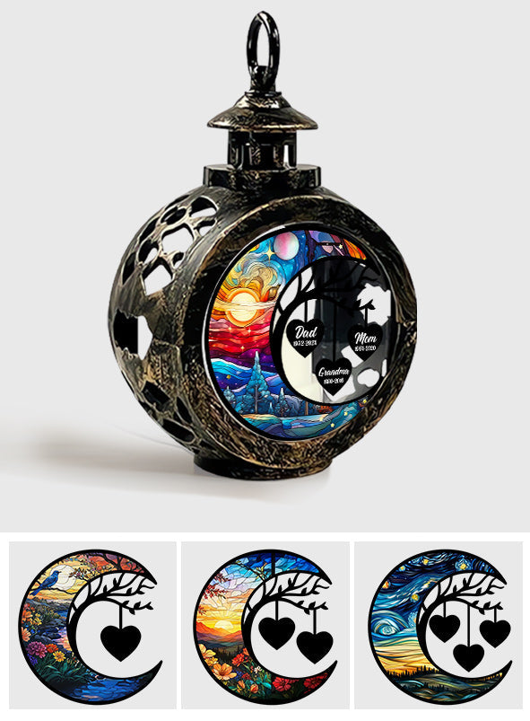 Ich vermisse dich – Personalisierte runde Gedenklaterne mit Licht