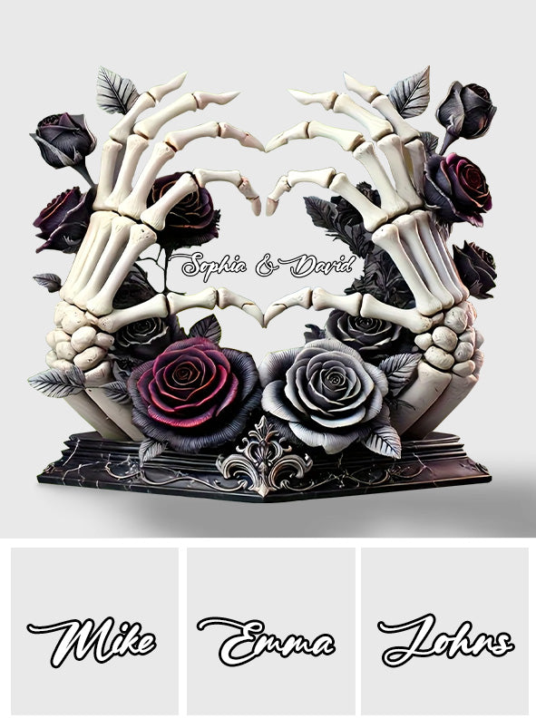 Bis dass der Tod uns scheidet – Personalisierte Totenkopf-Acrylplakette in individueller Form