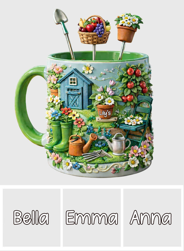 Gardening Mug, Gardening Lover Gift - Personalized Gardening Set Accent Mug With Acrylic Stirrers