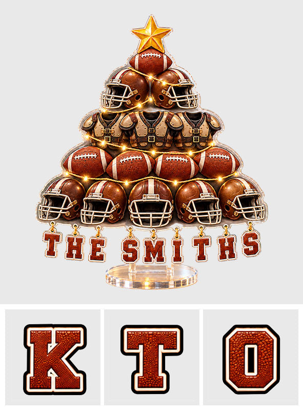 Love Football Christmas Gift For Family, Friends - Personalized Football Light Up Standee With Charms