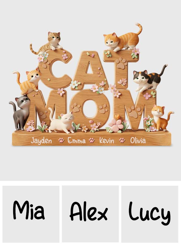 Ich liebe Katzen – Personalisierte Acrylplakette in Katzenform