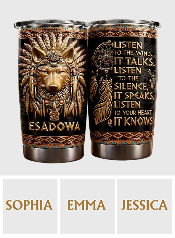 Native Pride, Native American Wolf - Personalized American Indian Tumbler