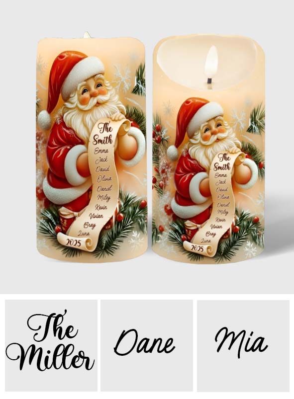 Santa Claus Gift List - Personalized Family Flameless Candle