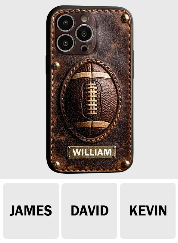 Spieltag – Personalisierte Handyhülle aus Leder mit Fußballmotiv