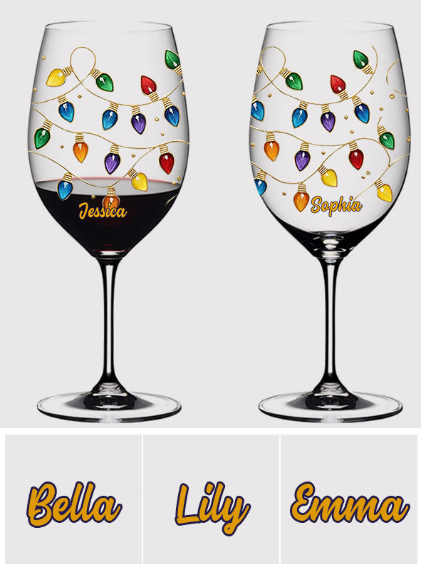 Ein Toast auf Familie, Liebe und unvergessliche Weihnachtserinnerungen – personalisiertes Familienweinglas mit langem Stiel