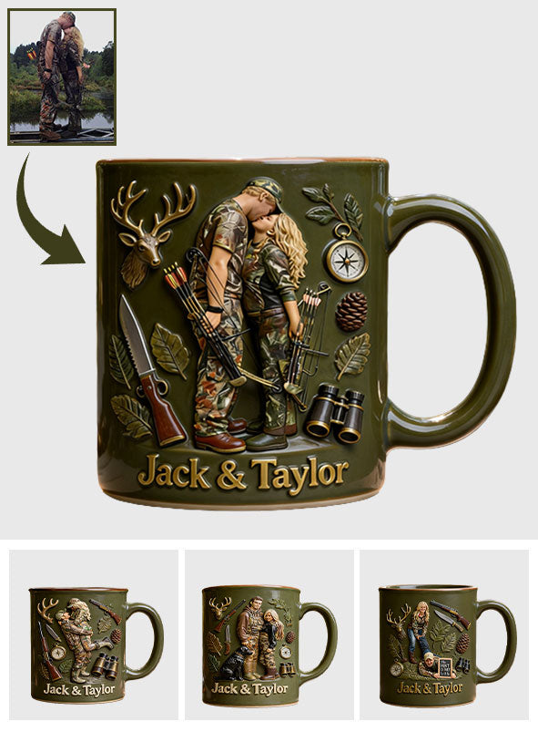 Individuell gestaltbar mit Foto – Personalisierter Jagd-Set-Becher mit Acryl-Rührstäbchen