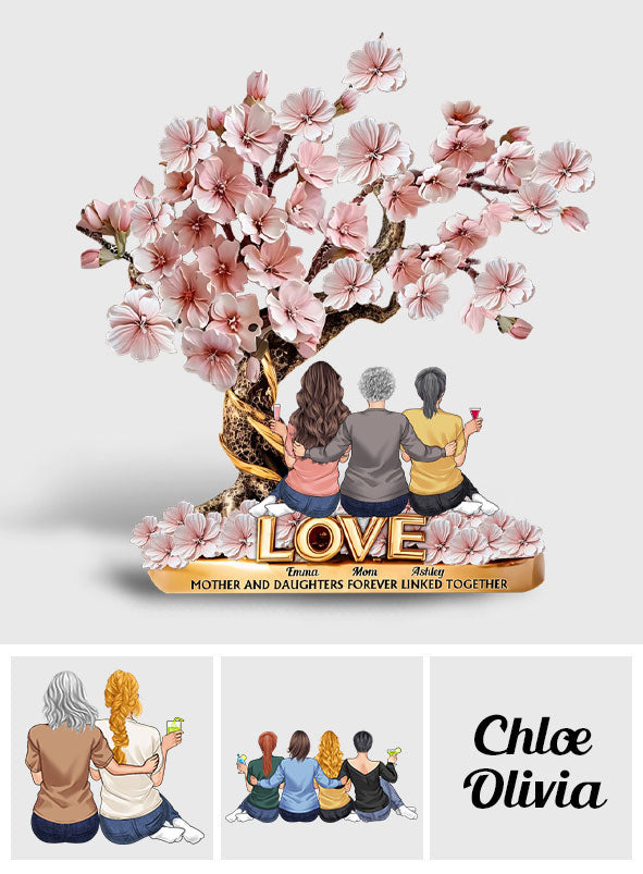 Mutter und Töchter – für immer verbunden – Personalisierte Acrylplakette in individueller Form für die Mutter