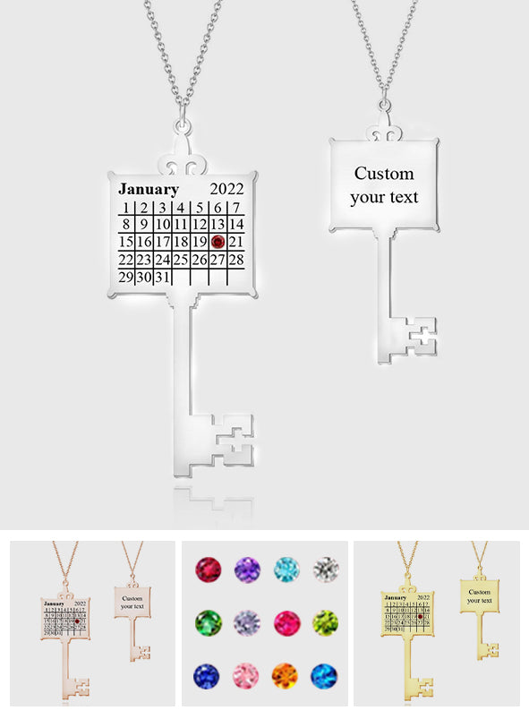 Schlüsselanhänger mit Kalender – Personalisierte Schlüsselanhänger-Geburtstagskalender-Halskette