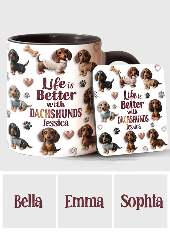 Das Leben ist schöner mit Hunden – personalisierte Tasse mit Hundemotiv