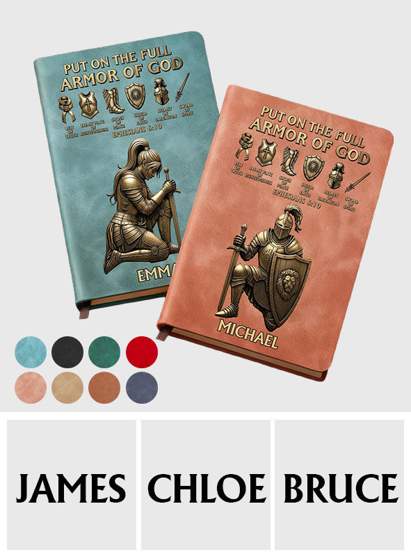 Legt die ganze Rüstung Gottes an – Personalisiertes christliches Lederjournal