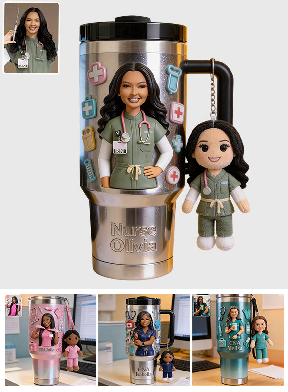 Best Nurse Ever - Personalized Nurse Tumbler With Plush Charm