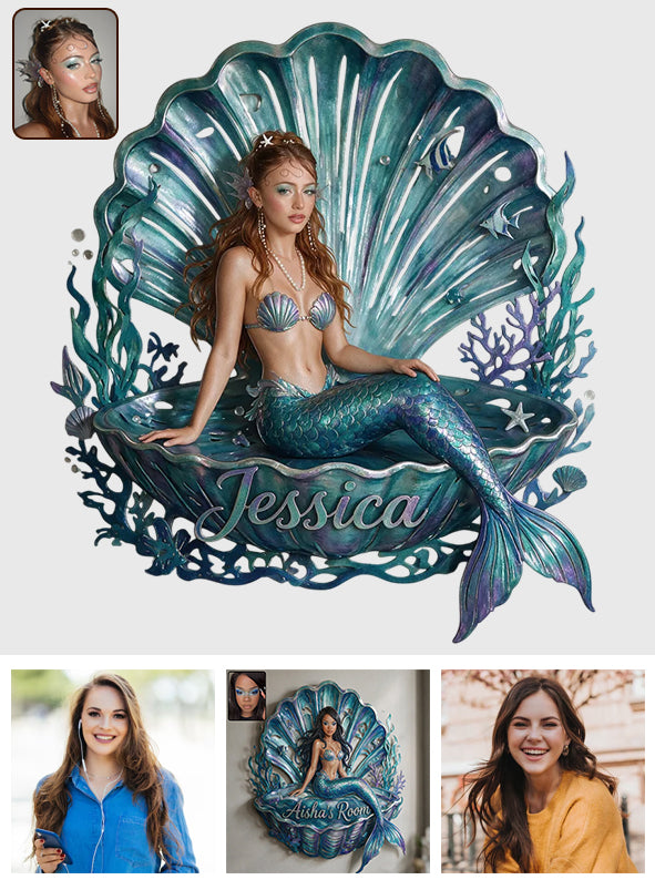 Mermaid Lovers Room Decoration - Personalized Mermaid 3D Printed Cut Metal Sign
