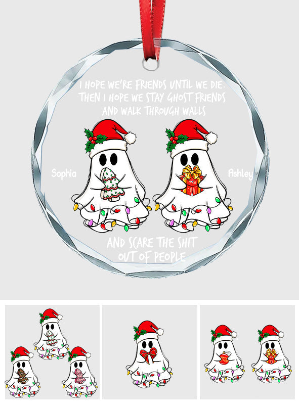 Ghost Friends – Personalisierter runder Glasornament für beste Freundinnen