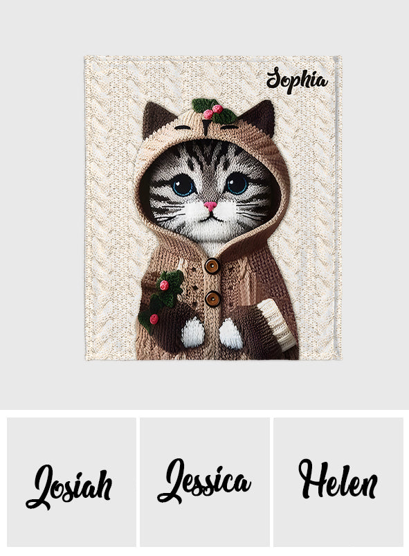 Cute Cat - Personalized Cat Blanket