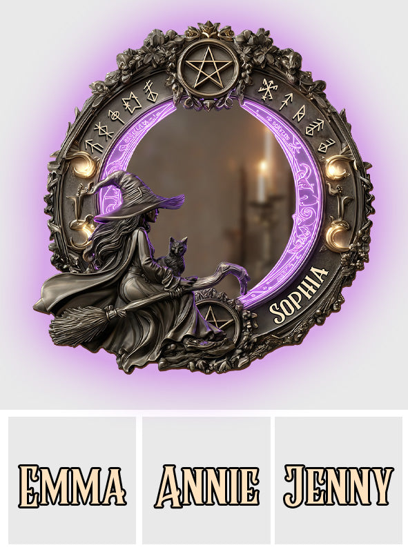 Praktische Magie – Personalisierter Hexen-Wandspiegel mit LED-Beleuchtung