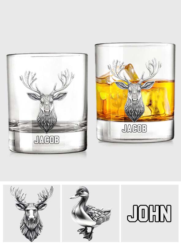Deer/ Moose/ Duck.. Hunting Lovers Gift, Whiskey Lovers Gift - Personalized Hunting Whiskey Glass