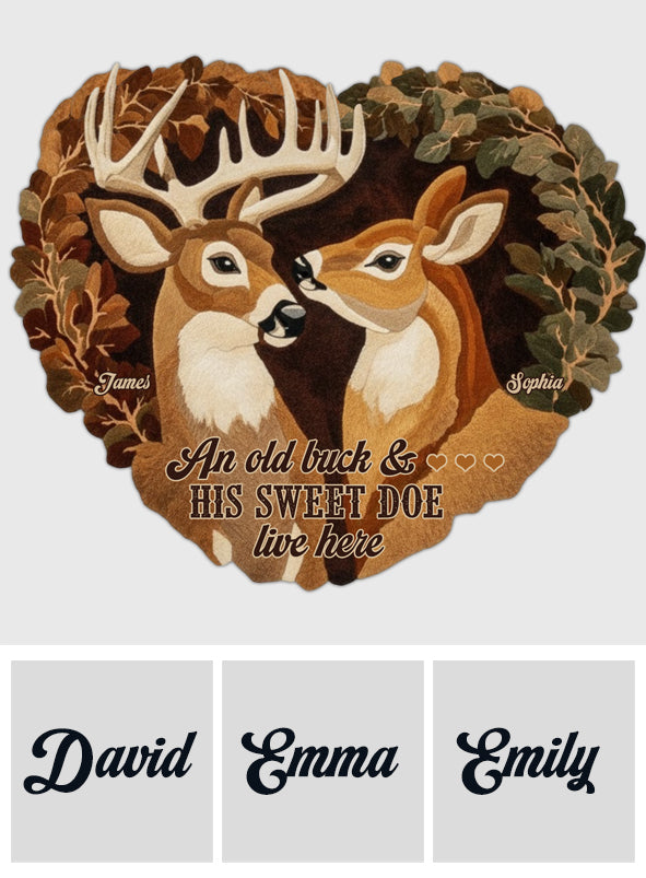 Buck And Doe – Gift For Couple - Personalized Hunting Non-Slip Tufted Rug