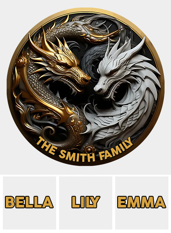 Majestätische Drachen – Personalisierter runder Drachenteppich