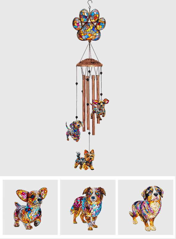 Atemberaubendes Geschenk für Hundeliebhaber – personalisiertes Hunde-Windspiel mit Anhängern