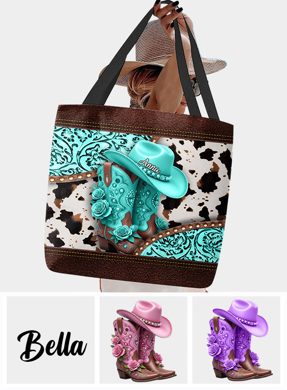 Western Cowgirl Boots - Personalized Cowgirl Tote Bag