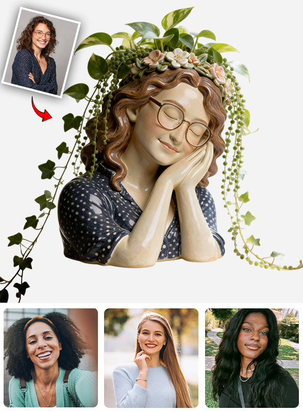 Dreaming Girl – Personalisierte Gartenvase aus Acryl in individueller Form