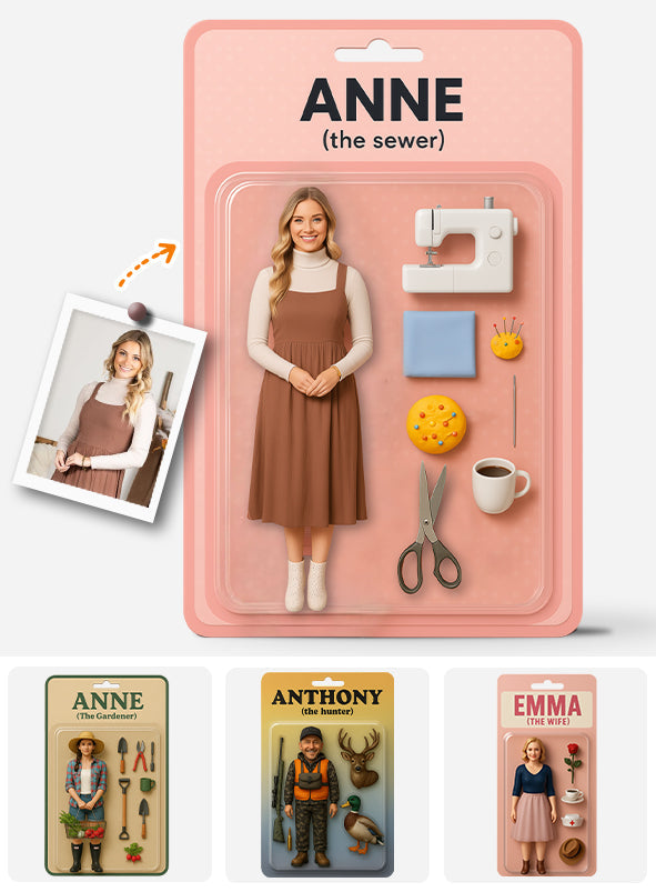 Individuelle Figur nach Foto – Personalisierte Näharbeit, individuell geformte Acrylplakette