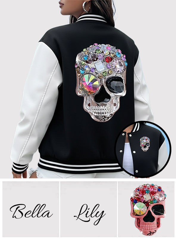 Glänzender Totenkopf – Personalisierte Totenkopf-Collegejacke