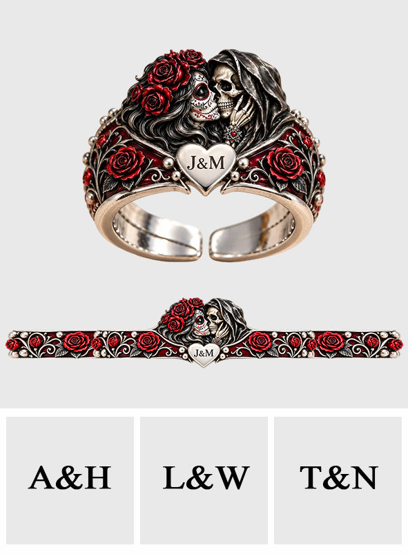 You & Me We Got This - Personalized Skull Adjustable Shaped Ring