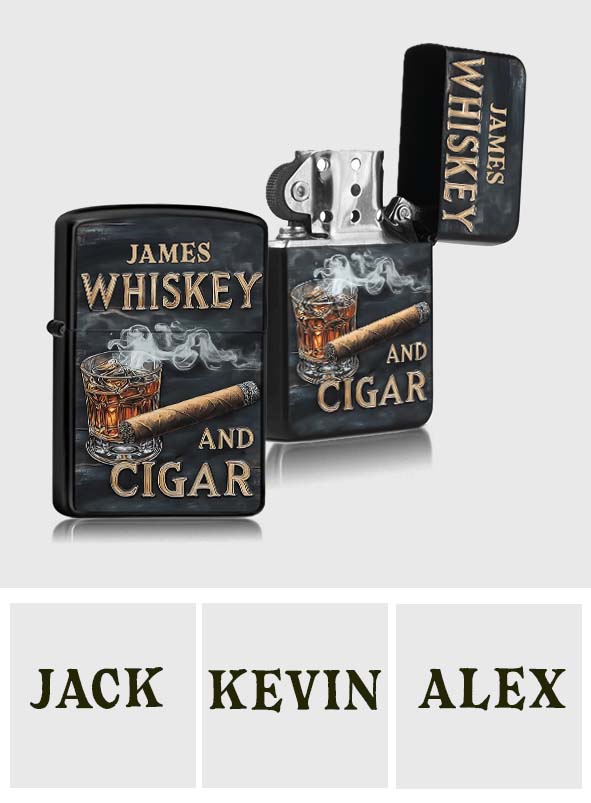 Whiskey And Cigar - Personalized Whisky Lighter
