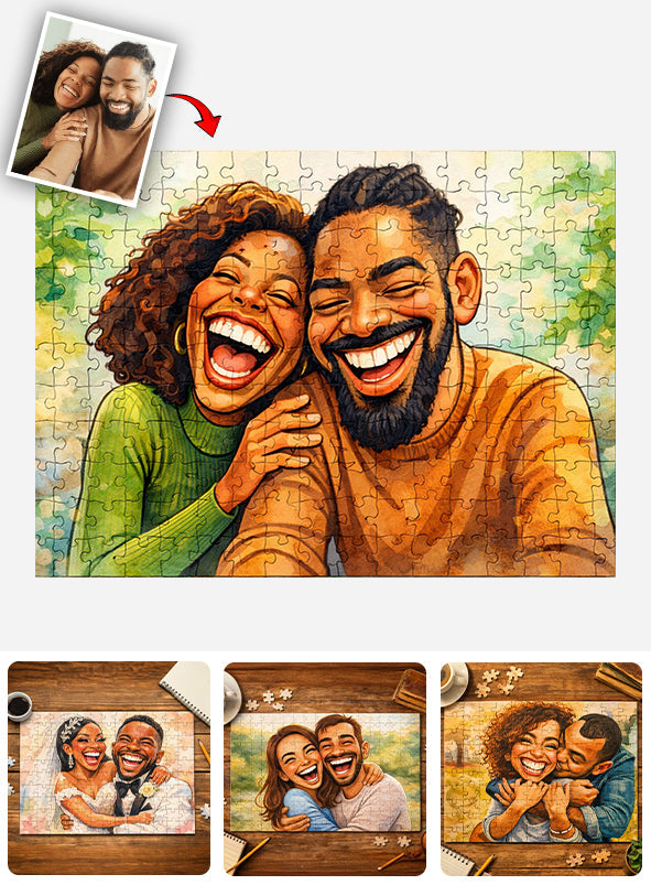 Paar-Karikatur-Stil – personalisiertes Paar-Puzzle