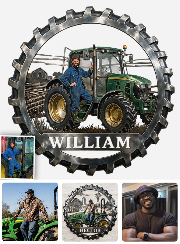 Farmer Tractor - Personalized Farmer 3D Printed Cut Metal Sign