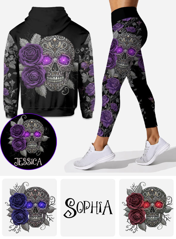 Skull And Roses – Personalisierter Totenkopf-Hoodie und Leggings