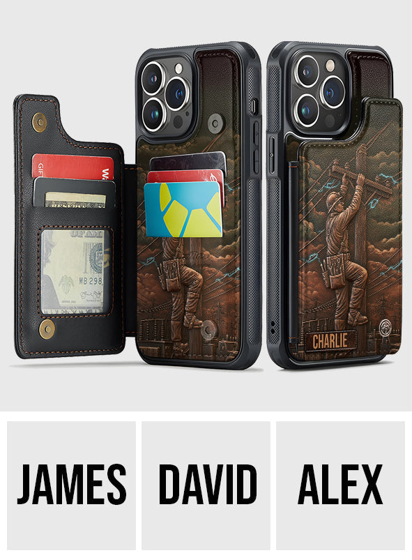 Strongest Lineman - Personalized Lineman Fully Printed Wallet Phone Case