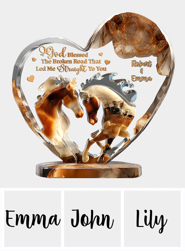 Gott segnete die zerbrochenen Wege – personalisierte Acrylplakette in Pferdeform