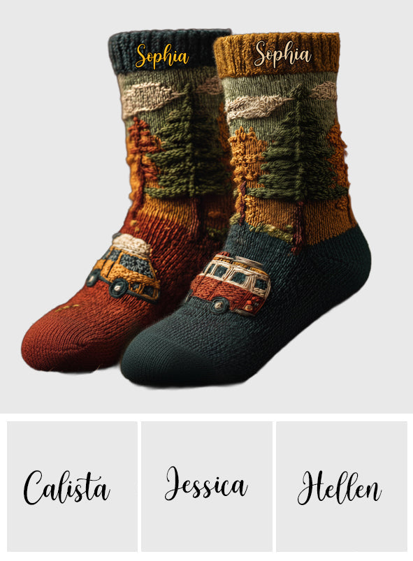 Glückliche Camper – personalisierte Campingsocken