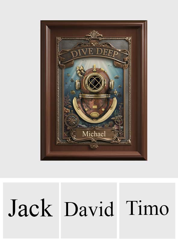 Tauchbegeistert? Tauche tief! - Personalisiertes, individuell geformtes Holzschild zum Thema Tauchen