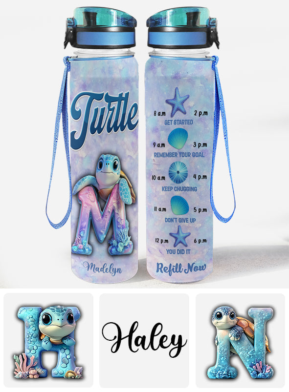 Personalisierte Wasserflasche mit Schildkrötenmotiv
