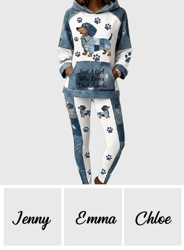 Einfach ein Mädchen, das Dackel liebt – Personalisierter Dackel-Hoodie und Leggings