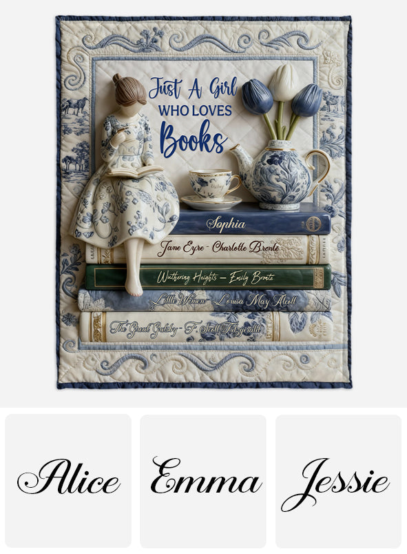 Einfach ein Mädchen, das Bücher liebt – personalisierte Bücherdecke