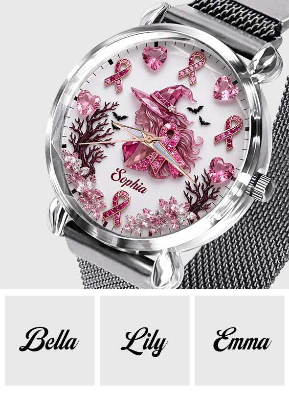 Pink Witch Breast Cancer - Personalized Breast Cancer Awareness Women Hand Watch