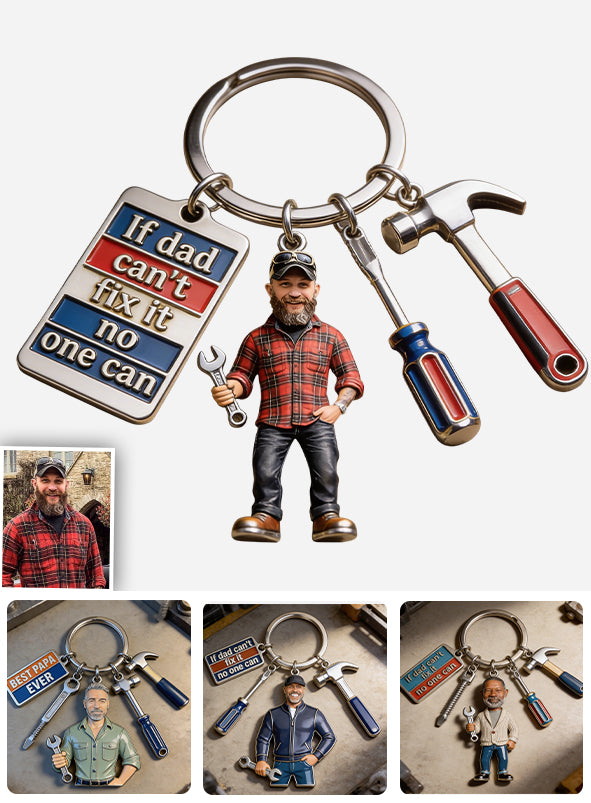 Custom Any Photo - Personalized Father Keychain With Charms