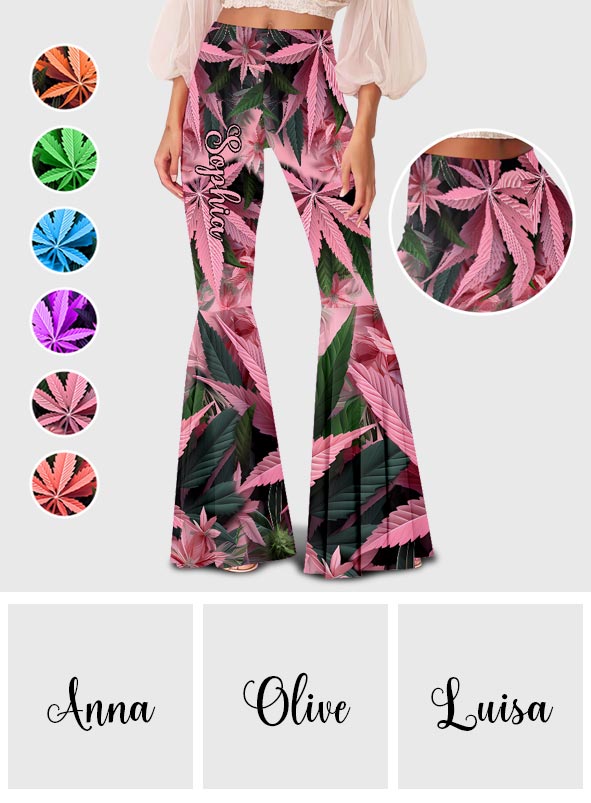 Stoner Chick - Personalized Weed Flare Leggings
